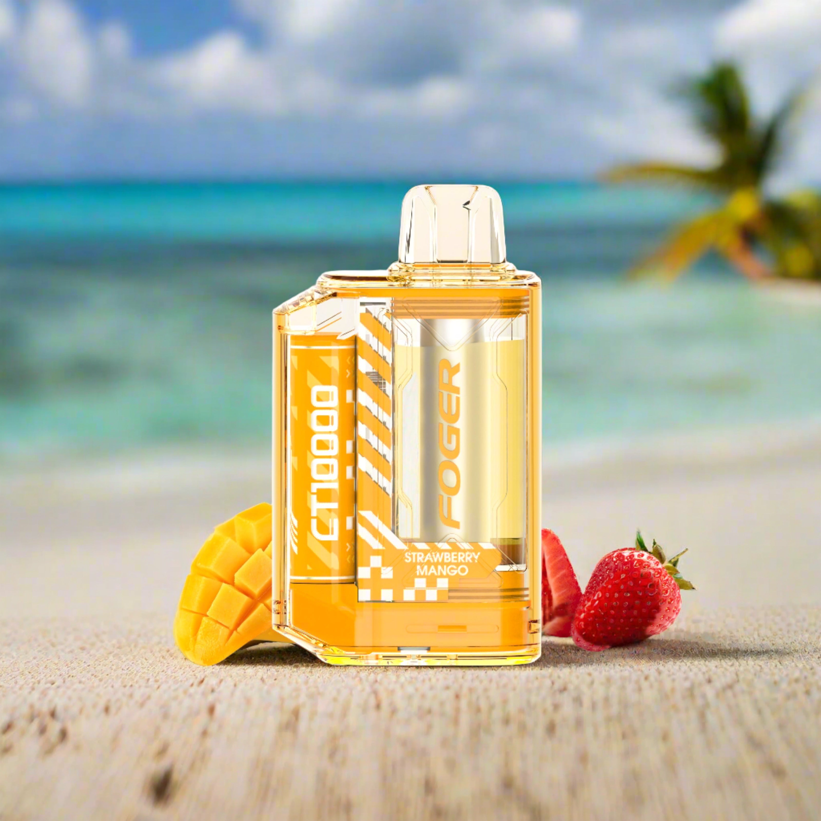 Foger CT10000 Strawberry Mango 5% Disposable Vape with tropical fruit design