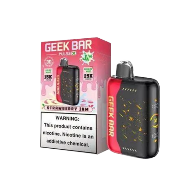 Geek Bar Pulse X 25k Strawberry Jam Disposable Vape with sweet strawberry flavor