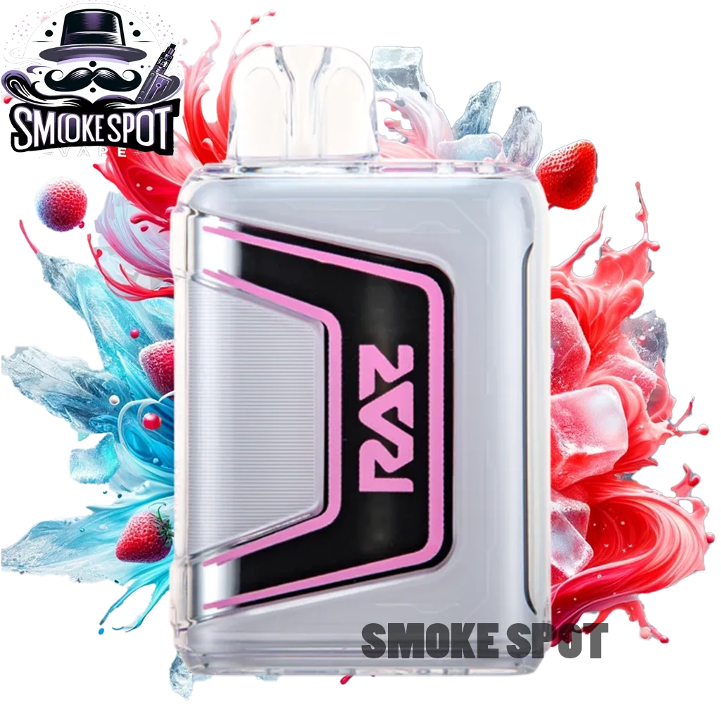Strawberry Ice Raz Bar TN 9000 disposable vape device with 9000 puffs and rechargeable battery