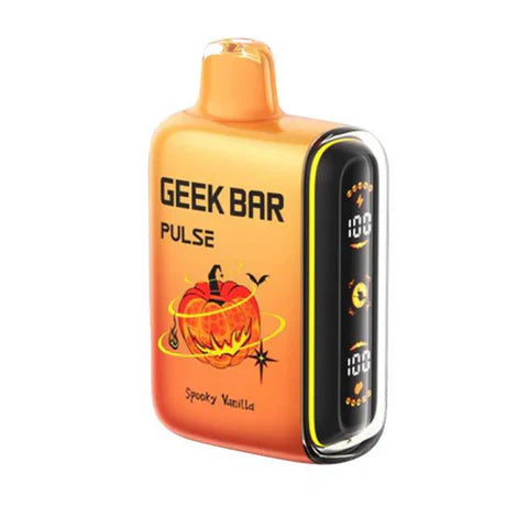 Geek Bar Pulse 15K rechargeable disposable vape showing smart full-screen display and Type-C charging port