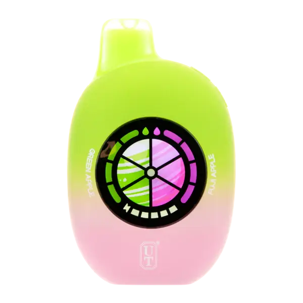 Close-up of Flum UT 50k Green Apple Fuji Apple vape device