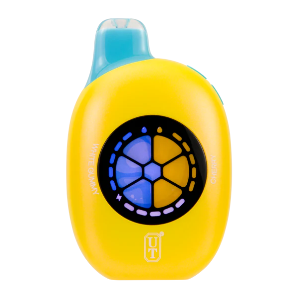 Flum UT 50k White Gummy Cherry disposable vape device showing dual flavor vape with 50,000 puffs