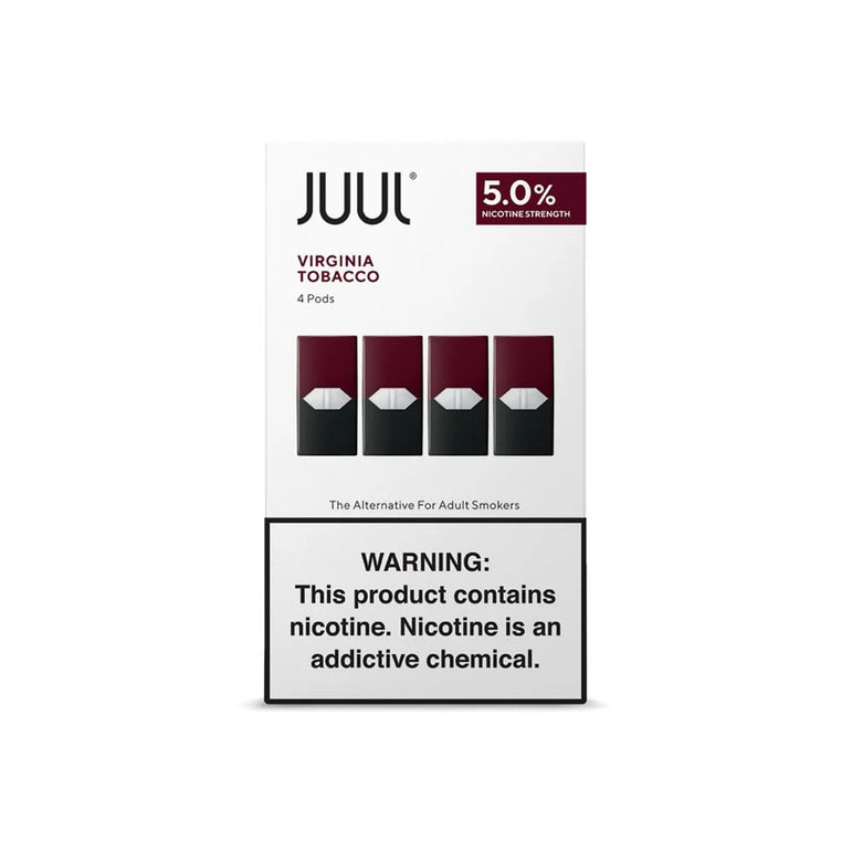 Juul Virginia Tobacco 4 Pack 5% Nicotine Pods Classic Tobacco Flavor