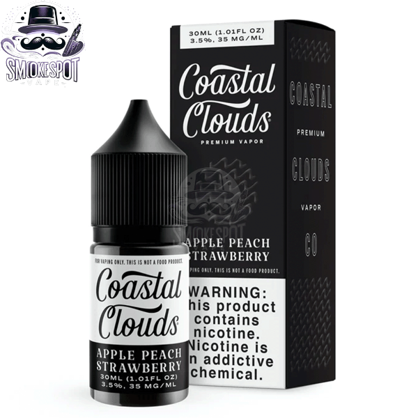 Packaging of Apple Peach Strawberry Salt E-Juice with flavor details