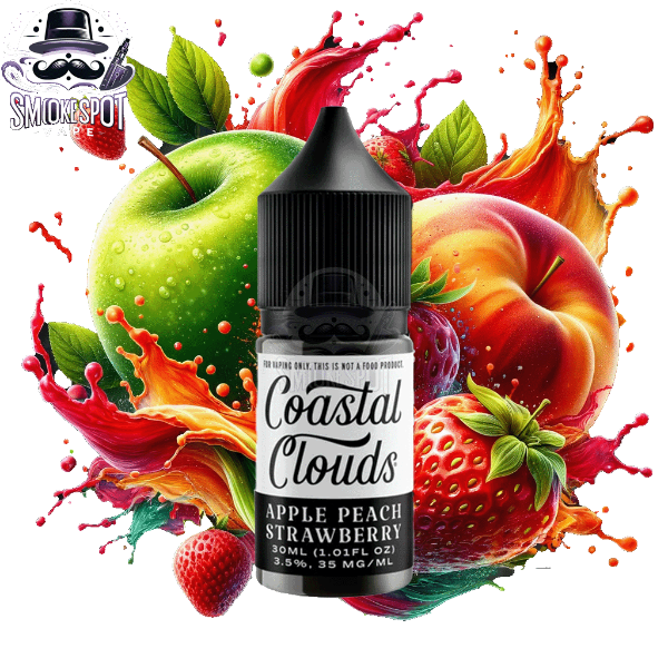 Apple Peach Strawberry 50MG Coastal Clouds E-Juice bottle