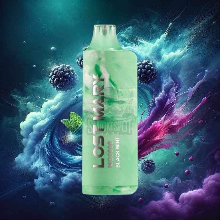 Black Mint Lost Mary MO5000 Disposable Vape with Blackberry Mint Flavor