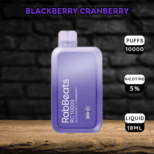 Rabbeats RC10000 Disposable Vape in Blackberry Cranberry flavor with 10,000 puffs and rechargeable battery