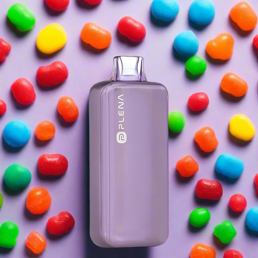 White Gummy Plena 18K Disposable Vape with sweet tropical gummy bear flavor