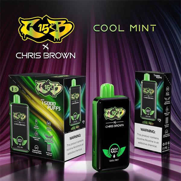 Chris Brown CB15000 Cool Mint Disposable Vape front view