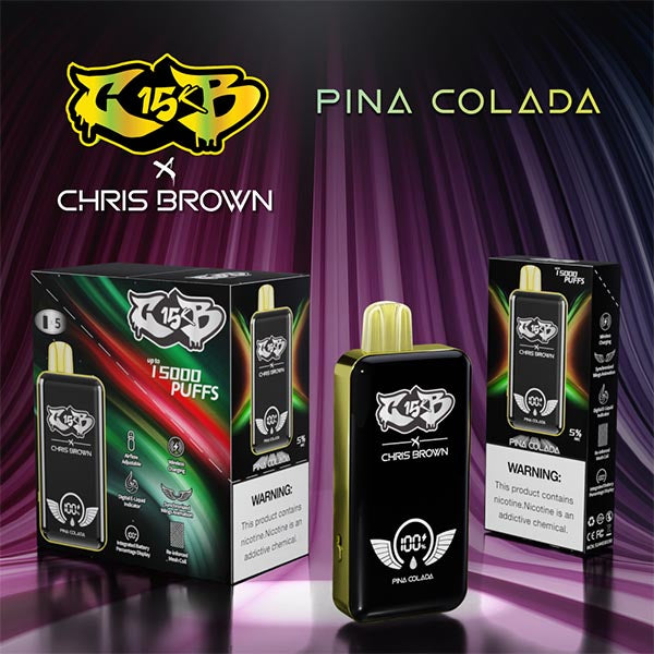 Chris Brown CB15000 Disposable Vape in Pina Colada flavor with coconut and pineapple