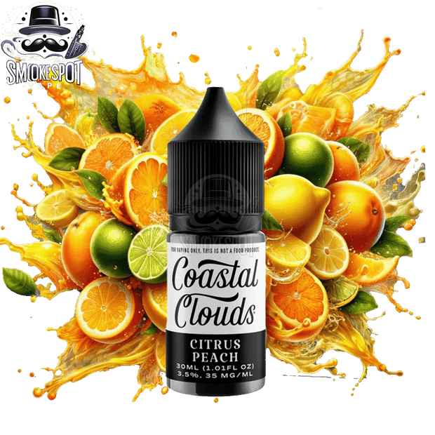 Coastal Clouds Citrus Peach E-Juice Bottle