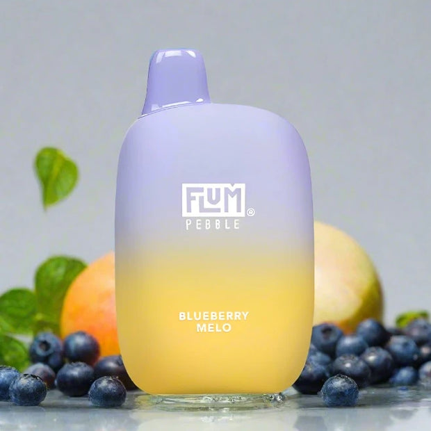 Flum Pebble 6k Blueberry Melo Disposable Vape with blue and mint design