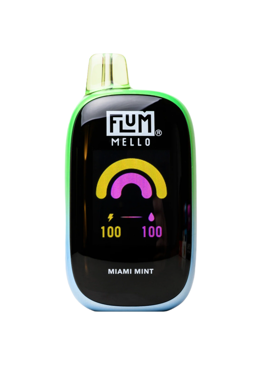 Miami Mint Flum Mello 20K disposable vape with 20,000 puffs and refreshing mint flavor
