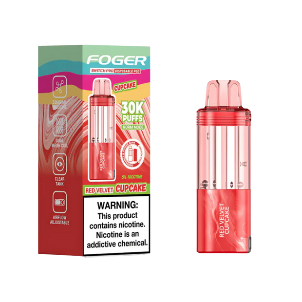 Foger Switch Pod Refill 30K Red Velvet Cupcake flavor vape pod with dessert-inspired design