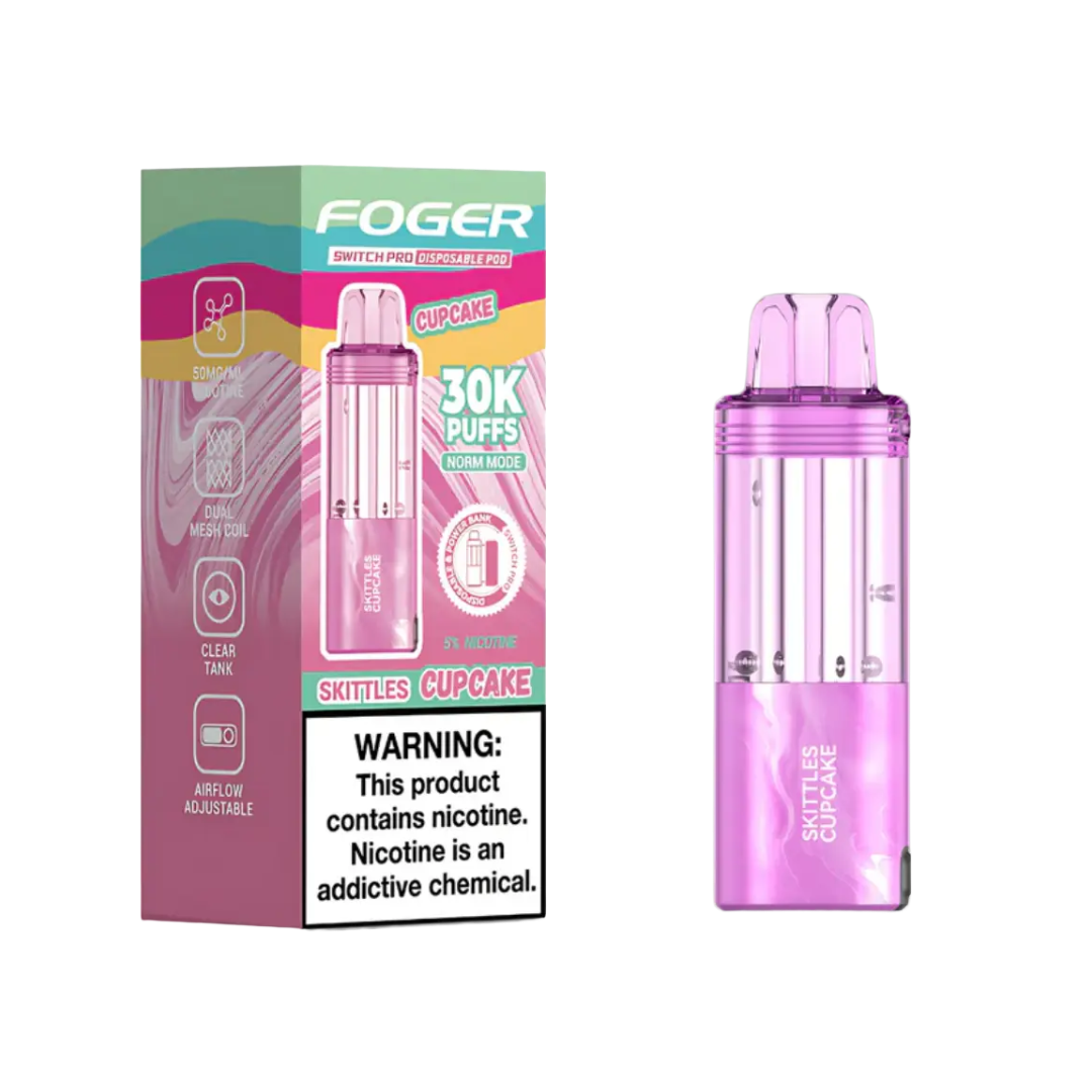 Foger Switch Pod Refill 30K Skittles Cupcake flavor vibrant colorful vape pod
