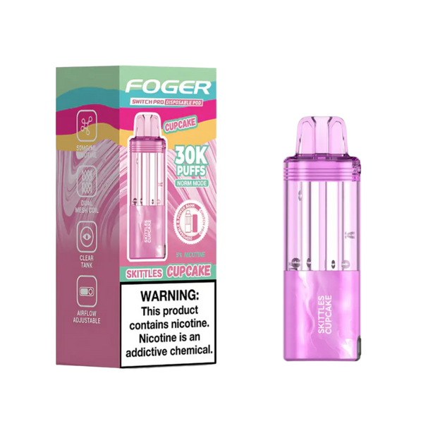 Foger Switch Pod Refill 30K Skittles Cupcake flavor vibrant colorful vape pod