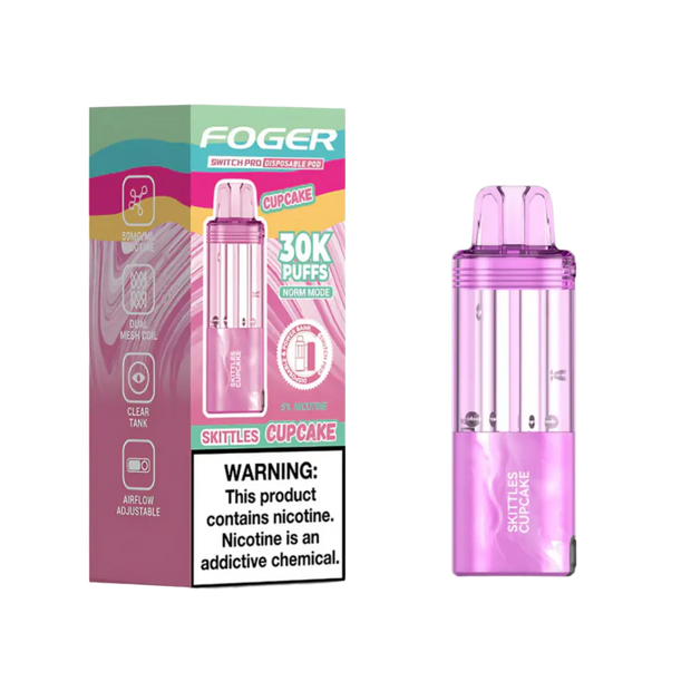Foger Switch Pod Refill 30K Skittles Cupcake flavor vibrant colorful vape pod