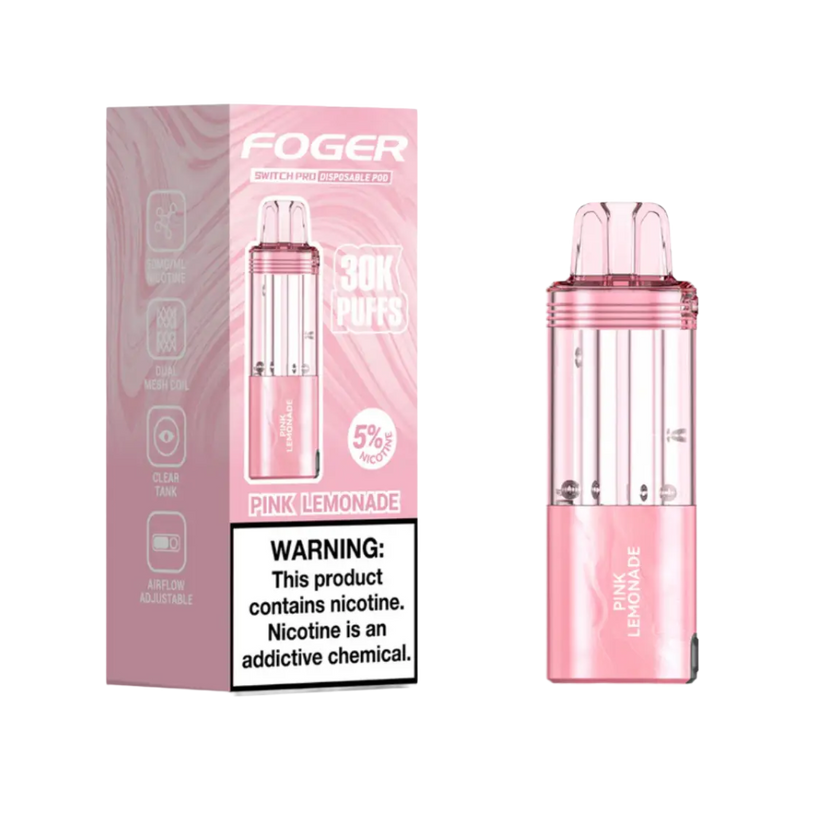 Foger Switch Pod Refill 30K Pink Lemonade flavor vape pod with mesh coil technology