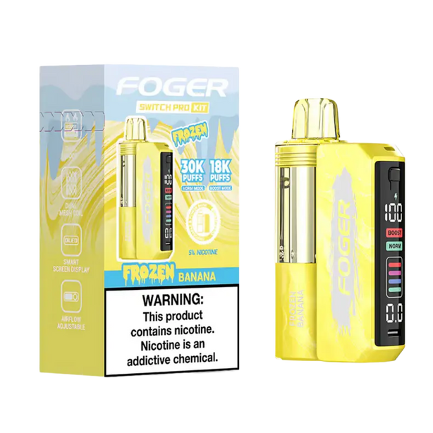 Foger Switch Pro Kit 30k Frozen Banana Disposable Vape with creamy banana and icy flavor