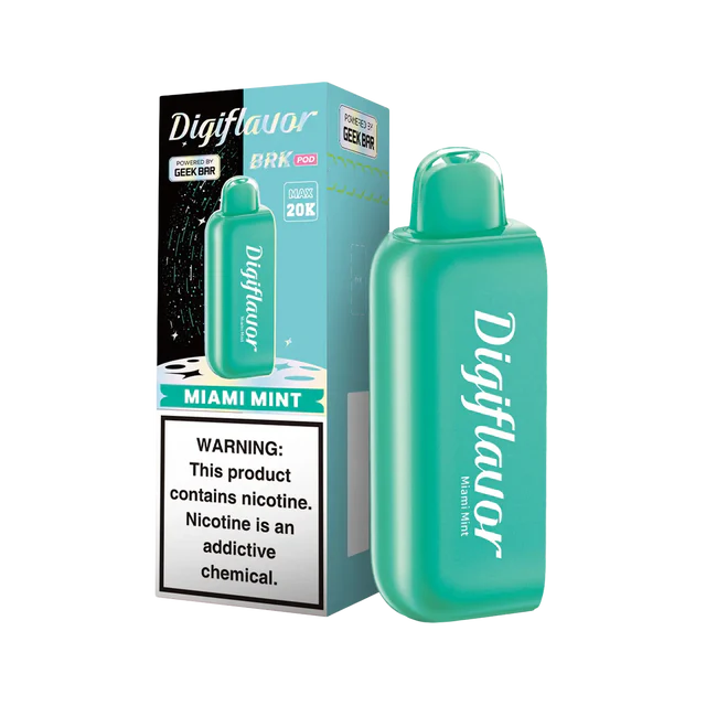 Digiflavor BRK 20k POD Miami Mint Disposable Vape with dual mesh coil and 3D display