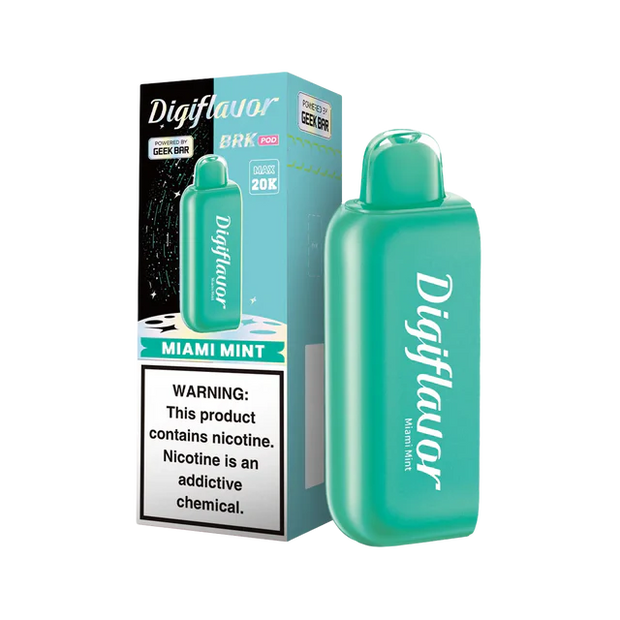 Digiflavor BRK 20k POD Miami Mint Disposable Vape with dual mesh coil and 3D display