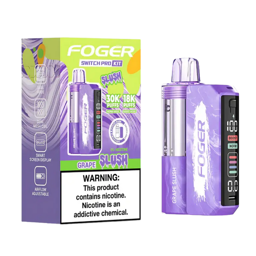 Foger Switch Pro Kit 30k Grape Slush disposable vape box with grape slush flavor