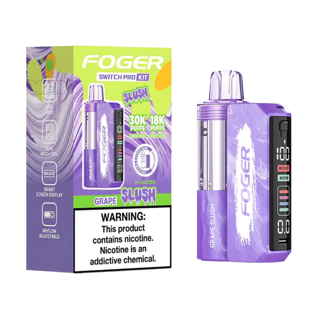 Foger Switch Pro Kit 30k Grape Slush disposable vape box with grape slush flavor