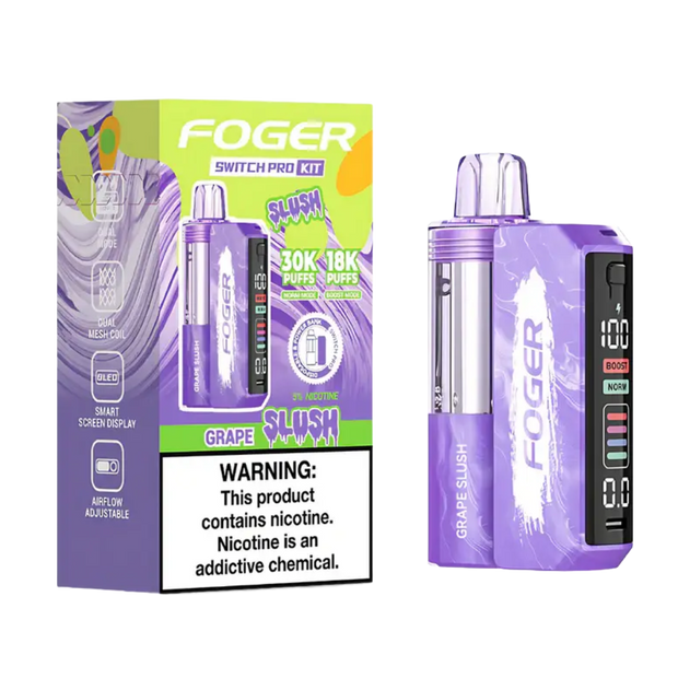 Foger Switch Pro Kit 30k Grape Slush disposable vape box with grape slush flavor