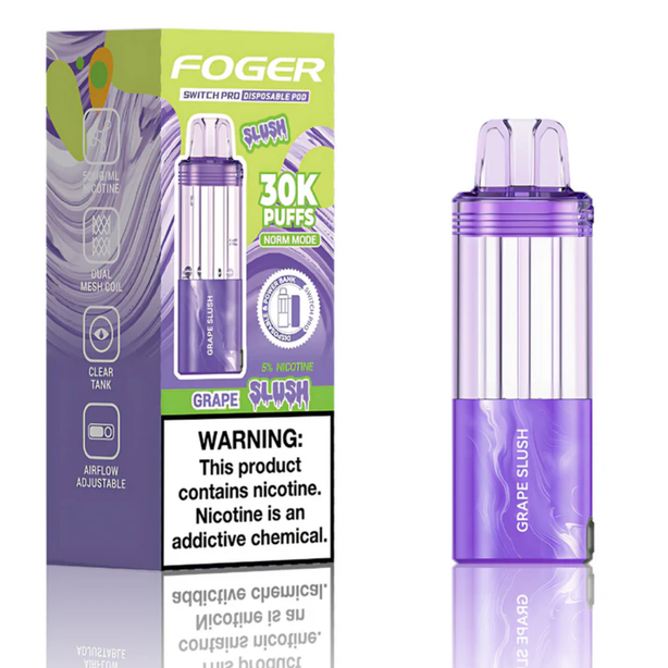Foger Switch Pod Refill 30K Grape Slush flavor vape pod with candy grape and icy slush notes