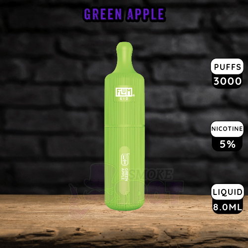 Green Apple Flum GIO 3000 Disposable Vape with 3000 puffs and salt nicotine