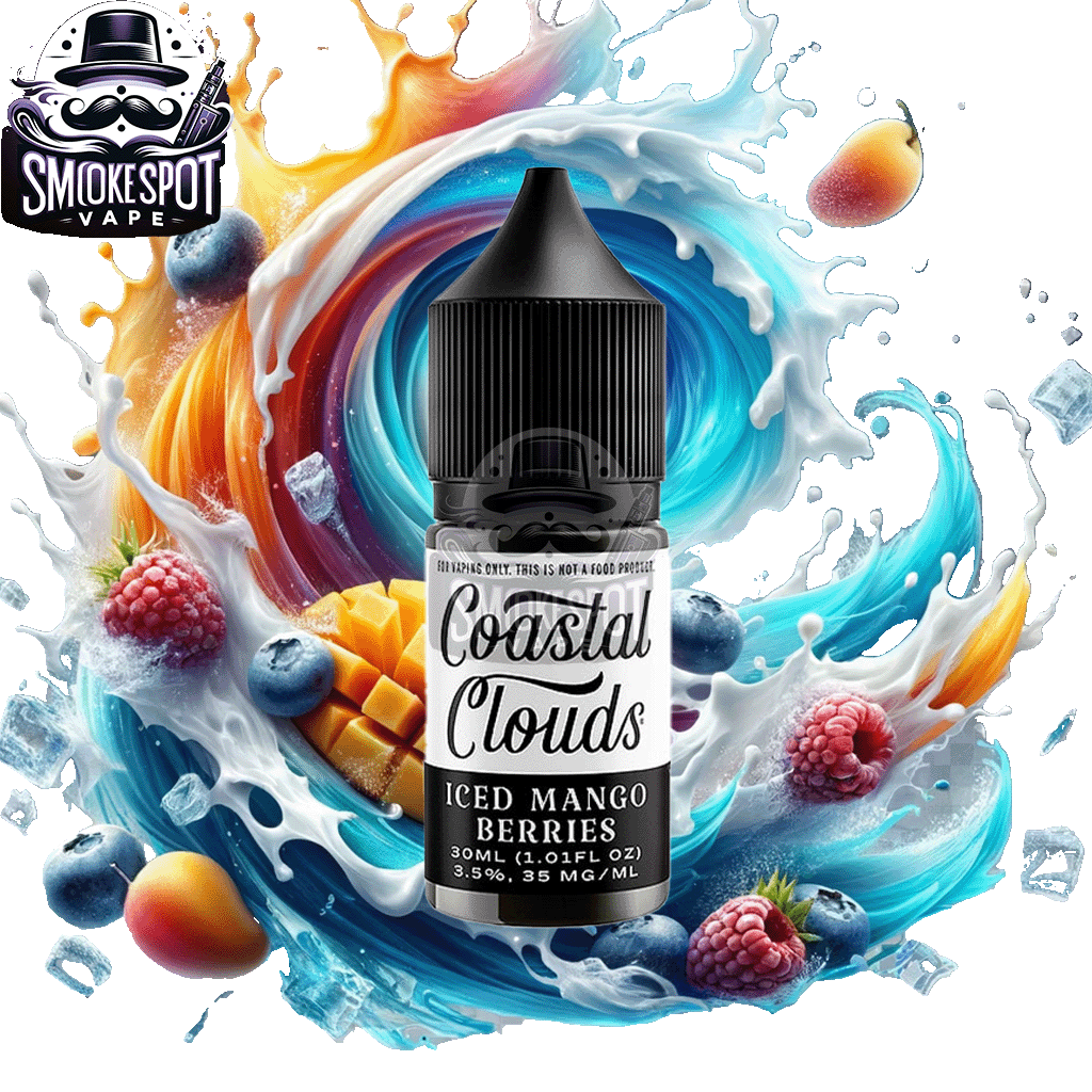 Iced Mango Berries 35MG Coastal Clouds 30ML Salt Nic E-Juice Bottle Front View