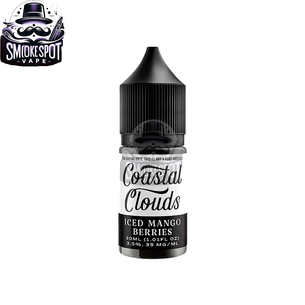 Iced Mango Berries 35MG Coastal Clouds 30ML Salt Nic E-Juice Bottle Side View