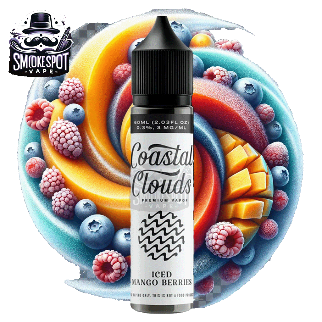 Iced Mango Berries 3MG Coastal Clouds 60ML Vape Juice Bottle with Menthol and Tropical Fruit Flavor
