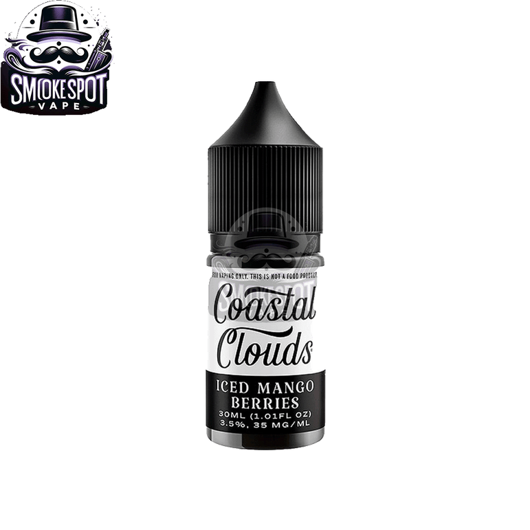 Iced Mango Berries 50MG Coastal Clouds 30ML E-Juice Packaging Front