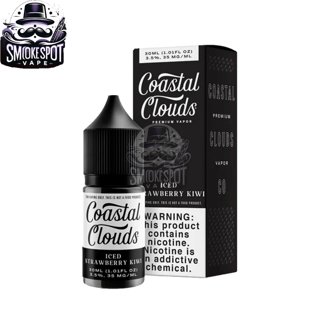 Coastal Clouds Iced Strawberry Kiwi 35MG Vape Juice Bottle Front View