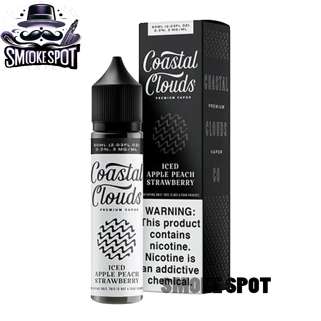 Iced Apple Peach Strawberry 3MG Coastal Clouds 60ML Fruit Menthol Vape Juice Bottle