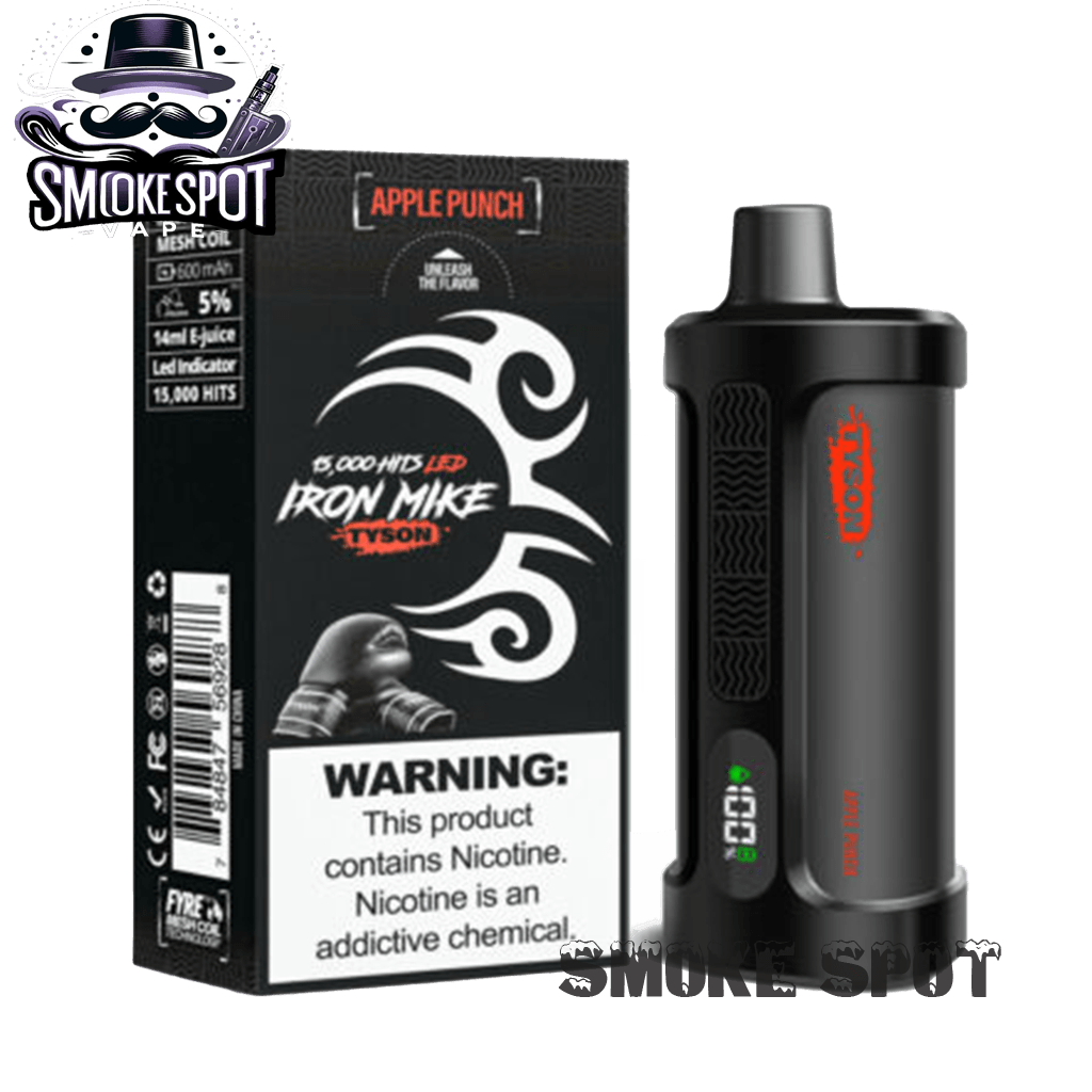 Apple Punch Iron Mike Tyson 15000 Disposable Vape front view showing design