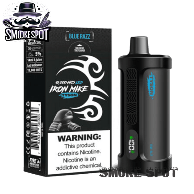 Blue Razz Iron Mike Tyson 15000 Disposable Vape with blue raspberry flavor