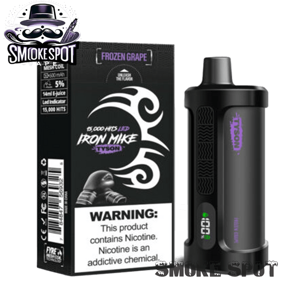 Frozen Grape Iron Mike Tyson 15000 disposable vape device with grape flavor