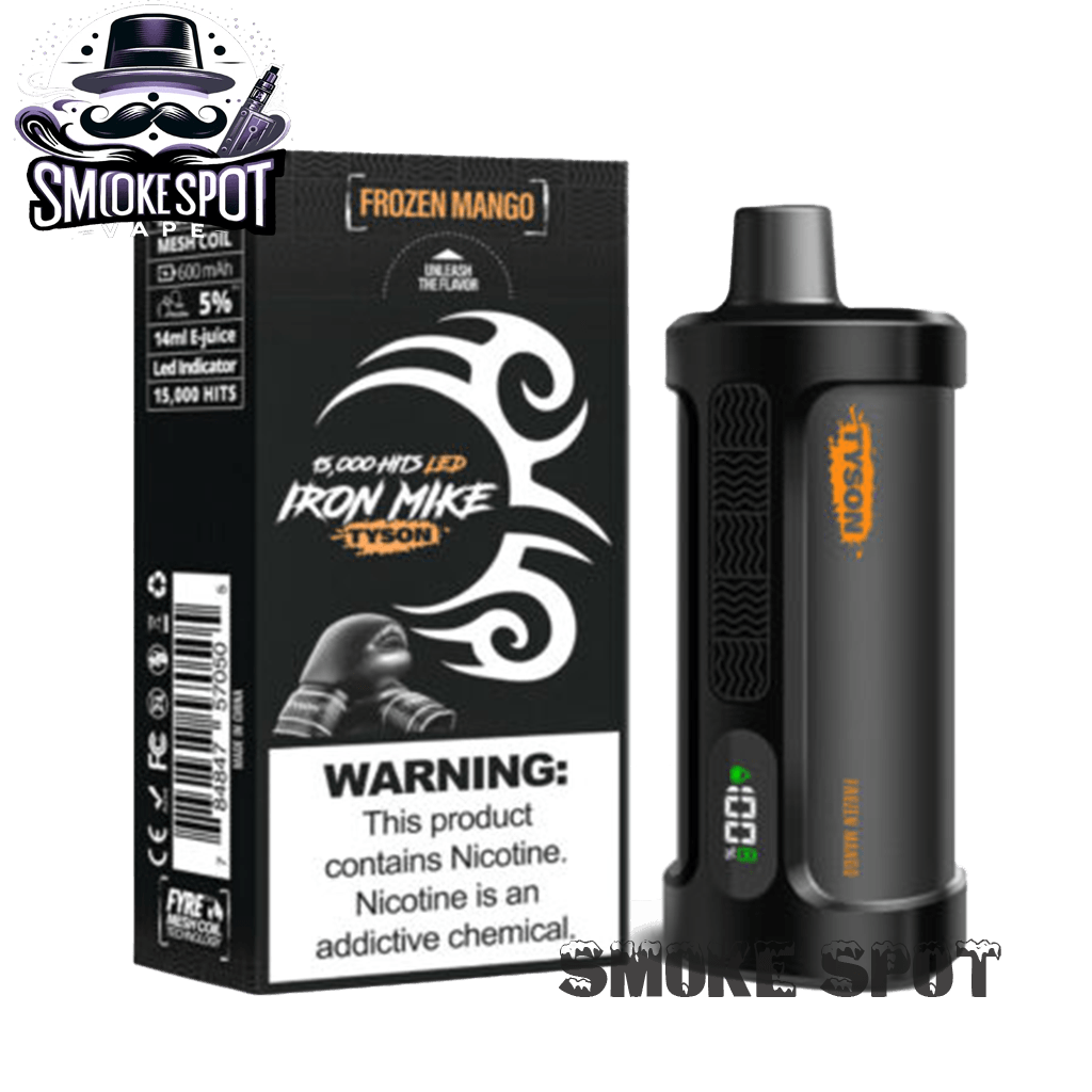 Frozen Mango Iron Mike Tyson 15000 Disposable Vape device with tropical mango flavor