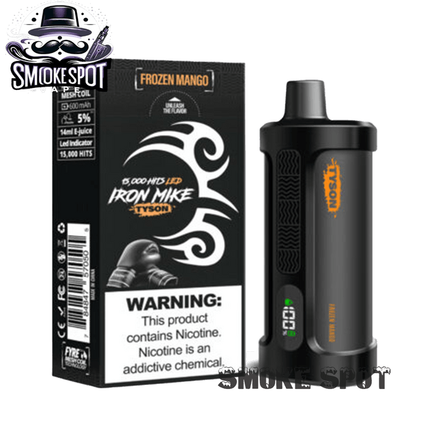 Frozen Mango Iron Mike Tyson 15000 Disposable Vape device with tropical mango flavor