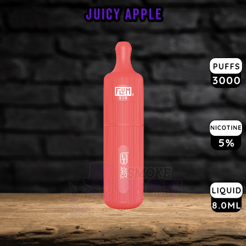Juicy Apple Flum GIO 3000 Disposable Vape Front View - 3000 Puffs, Nicotine Salt