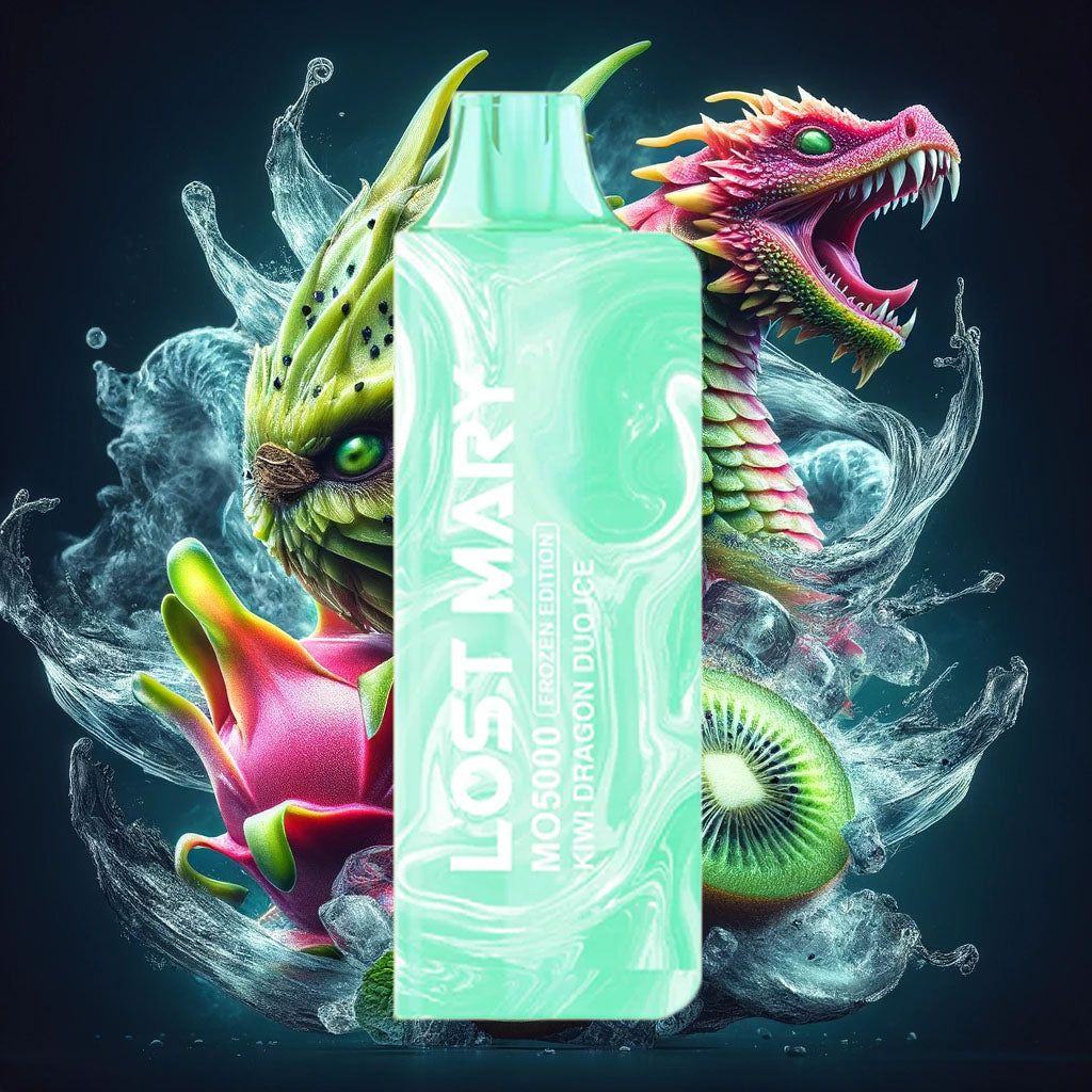 Kiwi Dragon Duo Ice Lost Mary MO5000 Disposable Vape with exotic kiwi and dragon fruit flavor and icy mint