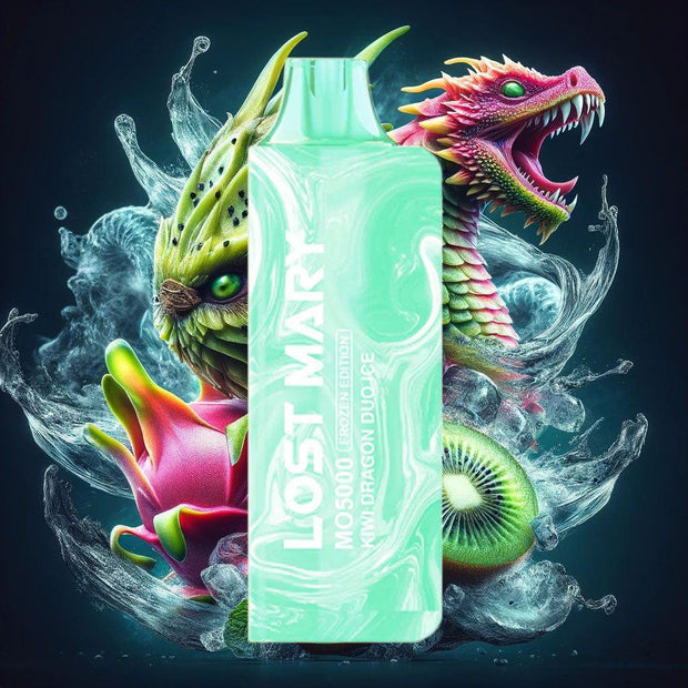Kiwi Dragon Duo Ice Lost Mary MO5000 Disposable Vape with exotic kiwi and dragon fruit flavor and icy mint