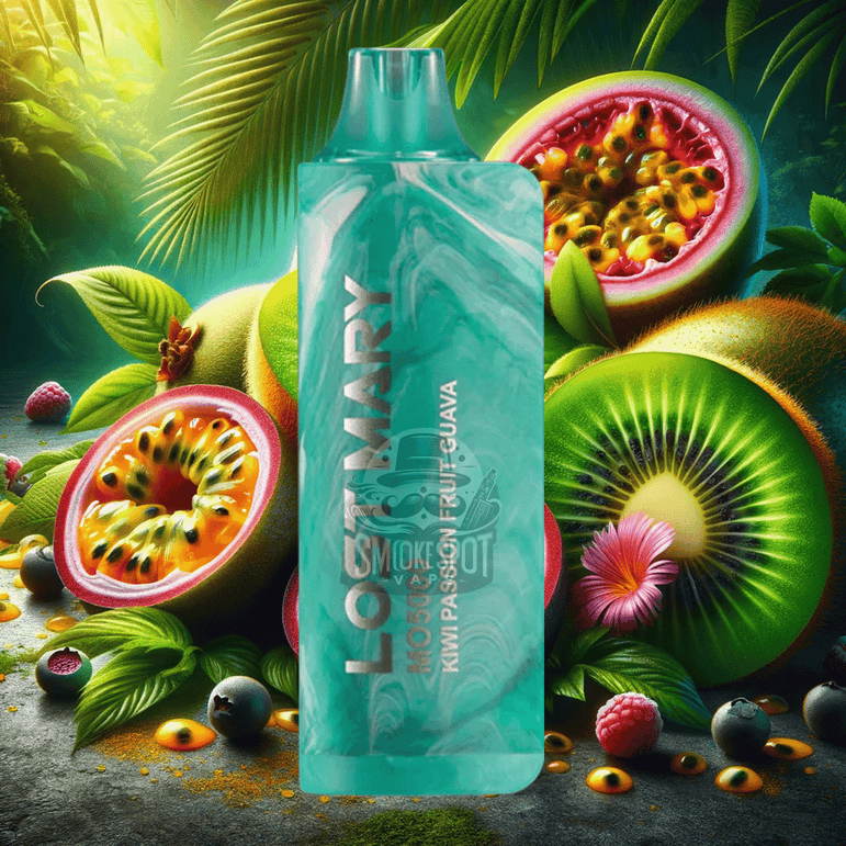 Kiwi Fuse Lost Mary MO5000 disposable vape with tropical kiwi, passion fruit, and guava flavors