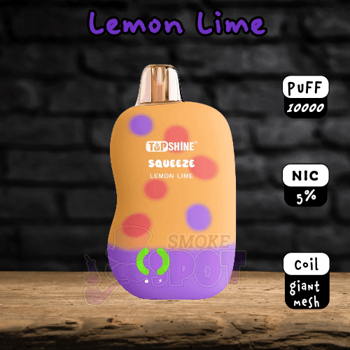 Lemon Lime Top Shine Squeeze 10000 Disposable Vape with Rechargeable Battery and 10,000 Puffs