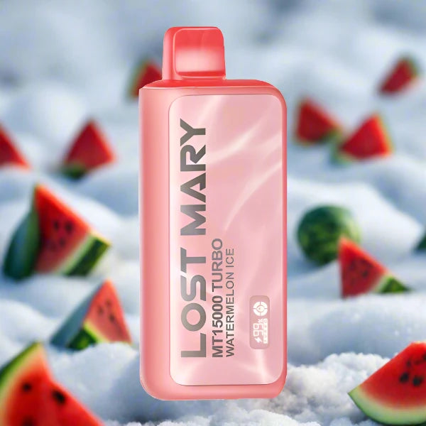 Watermelon Ice Lost Mary MT 15000 Turbo disposable vape device with watermelon and menthol flavor