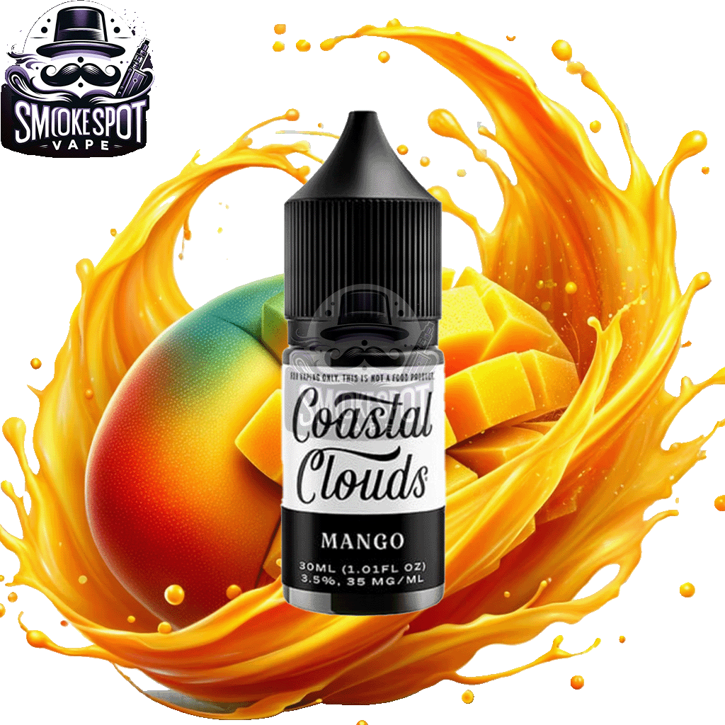 Mango 35MG Coastal Clouds Salt Nic E-Juice 30ML bottle with tropical mango flavor