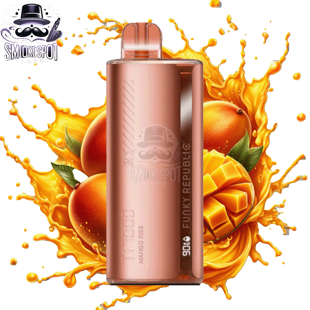 Mango Kiss Funky Republic TI 7000 Disposable Vape with 7000 puffs and mango flavor