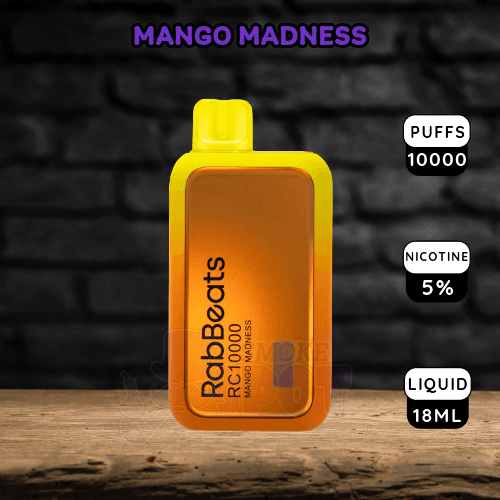 Mango Madness Rabbeats RC10000 disposable vape with 10000 puffs and mango flavor
